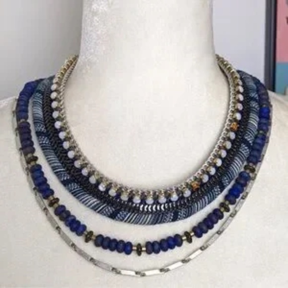 Stella & Dot Emmeline Statement Necklace Versatile Multi-Strand 3-in-1Lapis Blue - Picture 2 of 10